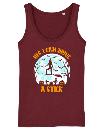 Yes I Can Drive A Stick Halloween Witch Flyin' Burgundy