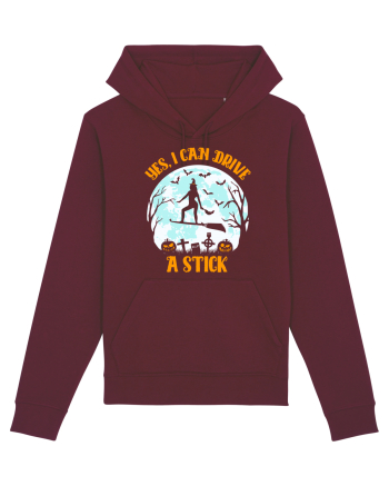 Yes I Can Drive A Stick Halloween Witch Flyin' Burgundy