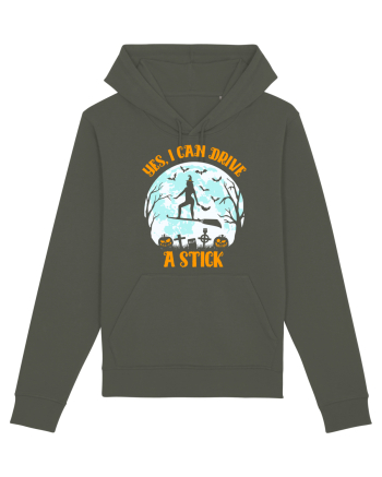 Yes I Can Drive A Stick Halloween Witch Flyin' Khaki