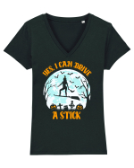 Yes I Can Drive A Stick Halloween Witch Flyin' Tricou mânecă scurtă guler V Damă Evoker