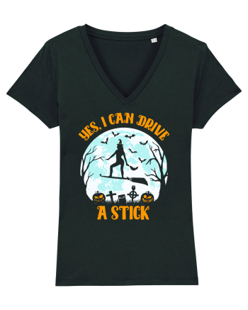 Yes I Can Drive A Stick Halloween Witch Flyin' Black