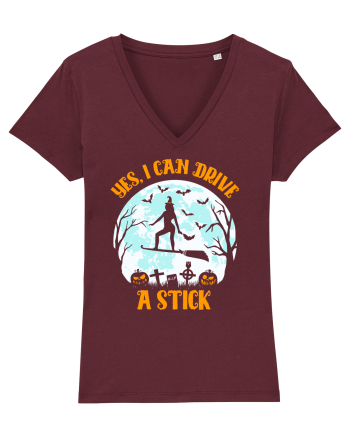 Yes I Can Drive A Stick Halloween Witch Flyin' Burgundy
