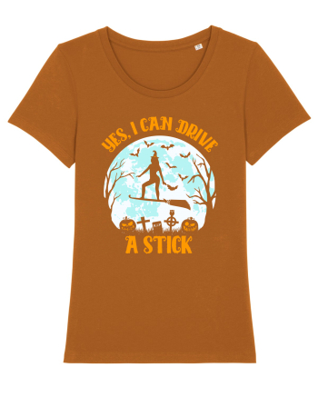Yes I Can Drive A Stick Halloween Witch Flyin' Roasted Orange