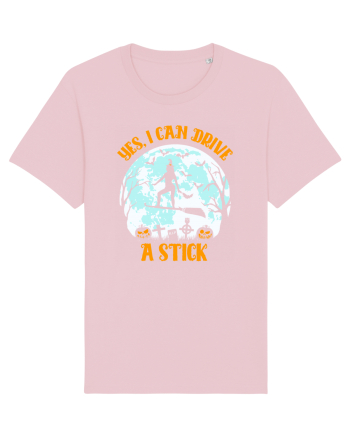 Yes I Can Drive A Stick Halloween Witch Flyin' Cotton Pink