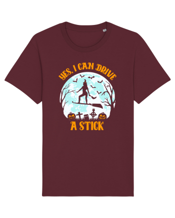 Yes I Can Drive A Stick Halloween Witch Flyin' Burgundy