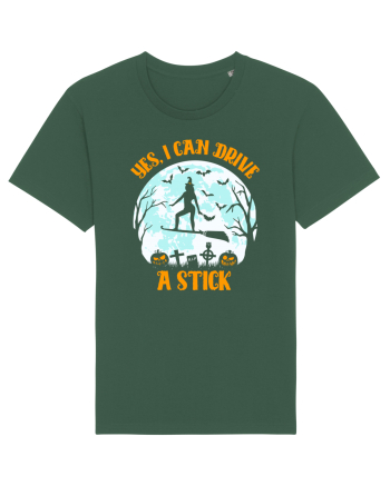 Yes I Can Drive A Stick Halloween Witch Flyin' Bottle Green
