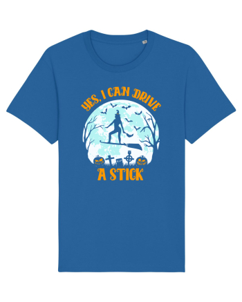 Yes I Can Drive A Stick Halloween Witch Flyin' Royal Blue