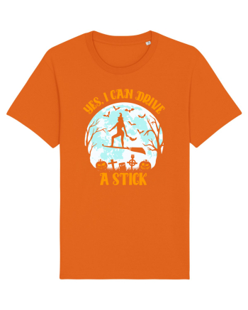 Yes I Can Drive A Stick Halloween Witch Flyin' Bright Orange