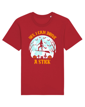 Yes I Can Drive A Stick Halloween Witch Flyin' Red