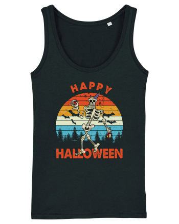 Happy Halloween Funny Drunk Skeleton Black