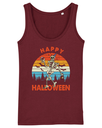 Happy Halloween Funny Drunk Skeleton Burgundy