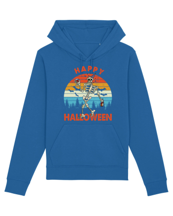 Happy Halloween Funny Drunk Skeleton Royal Blue