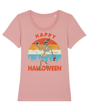 Happy Halloween Funny Drunk Skeleton Canyon Pink