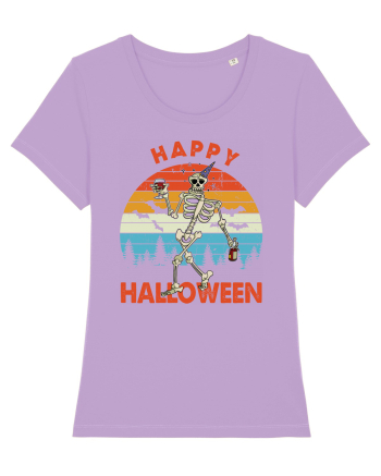 Happy Halloween Funny Drunk Skeleton Lavender Dawn