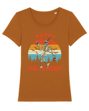 Happy Halloween Funny Drunk Skeleton Roasted Orange