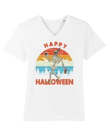 Happy Halloween Funny Drunk Skeleton White