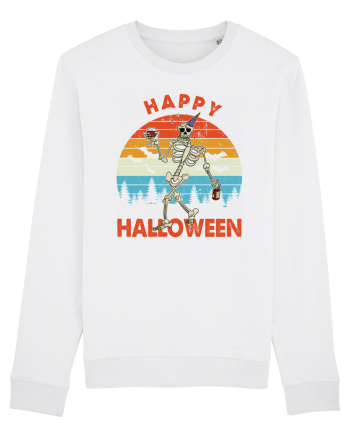 Happy Halloween Funny Drunk Skeleton White
