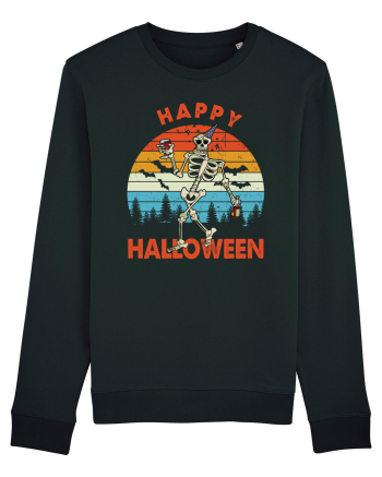 Happy Halloween Funny Drunk Skeleton Black