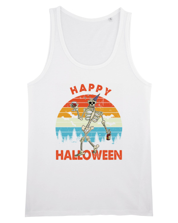 Happy Halloween Funny Drunk Skeleton White