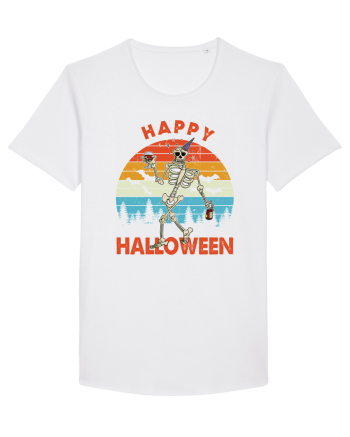 Happy Halloween Funny Drunk Skeleton White