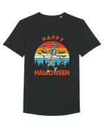 Happy Halloween Funny Drunk Skeleton Tricou mânecă scurtă guler larg Bărbat Skater