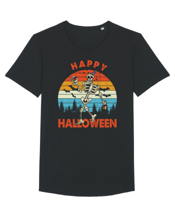 Happy Halloween Funny Drunk Skeleton Black