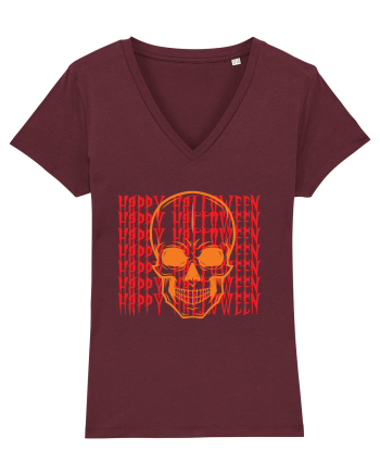 Happy Halloween Skull Funny Skeleton Burgundy