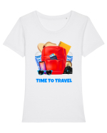 Time to travel Tricou mânecă scurtă guler larg fitted Damă Expresser