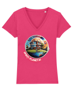 Opriti planeta! Tricou mânecă scurtă guler V Damă Evoker