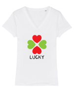 Lucky Tricou mânecă scurtă guler V Damă Evoker