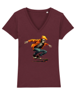 Schelet pe skateboard Tricou mânecă scurtă guler V Damă Evoker