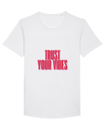 TRUST YOUR VIBES Tricou mânecă scurtă guler larg Bărbat Skater