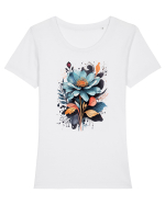 Flori boho 2 Tricou mânecă scurtă guler larg fitted Damă Expresser