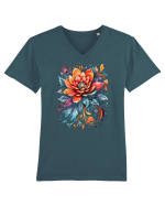 Flori boho 4 Tricou mânecă scurtă guler V Bărbat Presenter