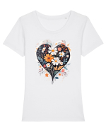Flori boho 5 Tricou mânecă scurtă guler larg fitted Damă Expresser