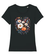 Flori boho 6 Tricou mânecă scurtă guler larg fitted Damă Expresser