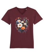 Flori boho 6 Tricou mânecă scurtă guler V Bărbat Presenter
