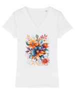 Flori boho 9 Tricou mânecă scurtă guler V Damă Evoker