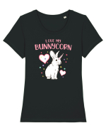 Love my Bunnycorn Tricou mânecă scurtă guler larg fitted Damă Expresser