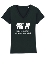 Win or lose at least you tried. Tricou mânecă scurtă guler V Damă Evoker