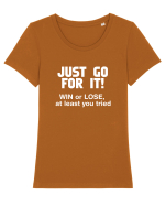 Win or lose at least you tried. Tricou mânecă scurtă guler larg fitted Damă Expresser
