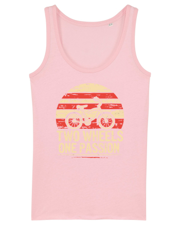Two Wheels One Passion Retro Bicycle Distressed Sunset Cotton Pink