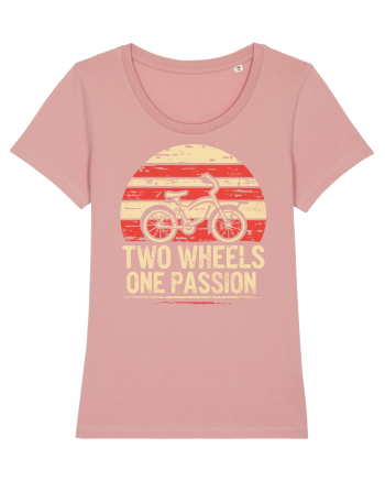 Two Wheels One Passion Retro Bicycle Distressed Sunset Canyon Pink