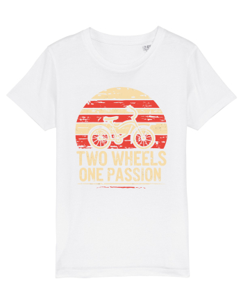 Two Wheels One Passion Retro Bicycle Distressed Sunset White