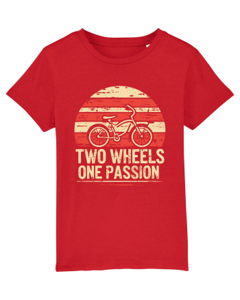 Two Wheels One Passion Retro Bicycle Distressed Sunset Red