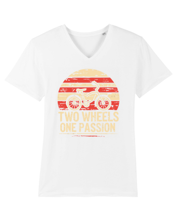 Two Wheels One Passion Retro Bicycle Distressed Sunset White