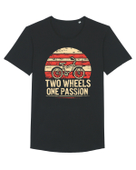 Two Wheels One Passion Retro Bicycle Distressed Sunset Tricou mânecă scurtă guler larg Bărbat Skater