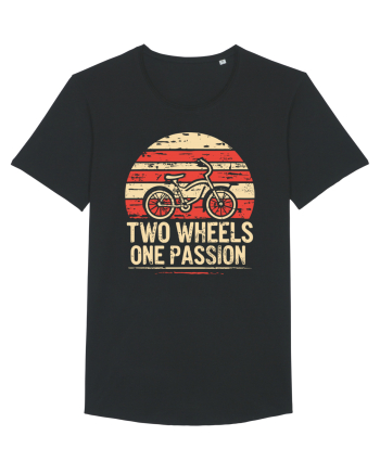 Two Wheels One Passion Retro Bicycle Distressed Sunset Black