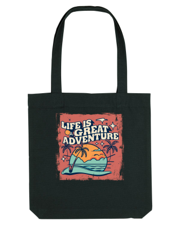 Life Is A Great Adventure Distressed Poster Style Black