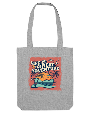 Life Is A Great Adventure Distressed Poster Style Heather Grey